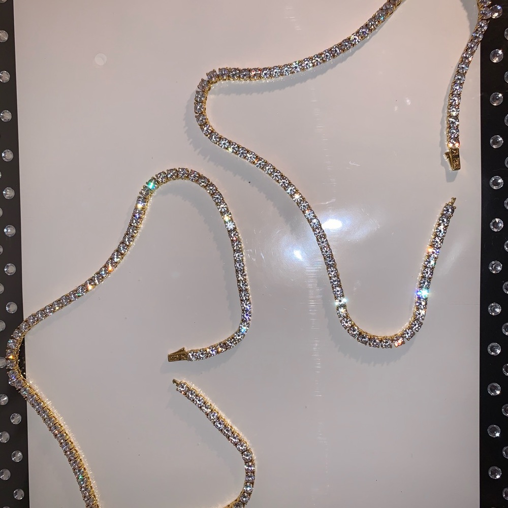DIAMOND TENNIS CHAIN🤩sterling gold